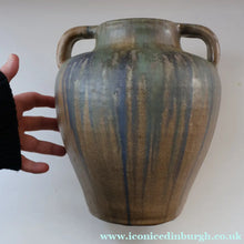 Load image into Gallery viewer, Large 1940s UPCHURCH British Studio Art Pottery Vase in Attractive Streaky Blue and Grey Glazes. Height: 10 inches
