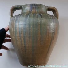 Load image into Gallery viewer, Large 1940s UPCHURCH British Studio Art Pottery Vase in Attractive Streaky Blue and Grey Glazes. Height: 10 inches
