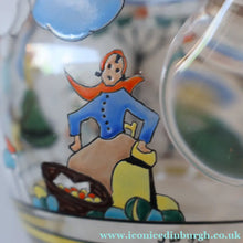 Load image into Gallery viewer, Large &amp; UNIQUE 1950s Portuguese Hand-Painted Large Glass Jug - with Comical Design Featuring People of Lisbon
