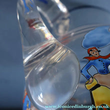 Load image into Gallery viewer, Large &amp; UNIQUE 1950s Portuguese Hand-Painted Large Glass Jug - with Comical Design Featuring People of Lisbon
