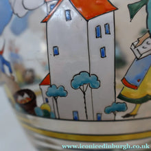Load image into Gallery viewer, Large &amp; UNIQUE 1950s Portuguese Hand-Painted Large Glass Jug - with Comical Design Featuring People of Lisbon
