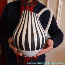 Load image into Gallery viewer, Large 1950s WEST GERMAN Black and White Striped Pitcher Vase by Liesel Spornhayer for Schlossberg
