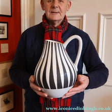 Load image into Gallery viewer, Large 1950s WEST GERMAN Black and White Striped Pitcher Vase by Liesel Spornhayer for Schlossberg
