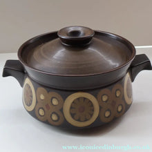 Load image into Gallery viewer, LARGE 1960s DENBY Arabesque Lidded Casserole Dish. Diameter 6 3/4 inches
