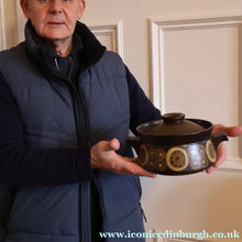 Load image into Gallery viewer, LARGE 1960s DENBY Arabesque Lidded Casserole Dish. Diameter 6 3/4 inches
