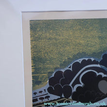 Load image into Gallery viewer, LARGE 1960s Linocut by GRAHAM CLARKE (b. 1944). Entitled "Behind Shoreham". Pencil Signed
