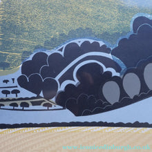 Load image into Gallery viewer, LARGE 1960s Linocut by GRAHAM CLARKE (b. 1944). Entitled "Behind Shoreham". Pencil Signed
