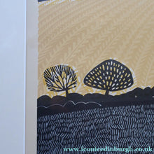 Load image into Gallery viewer, LARGE 1960s Linocut by GRAHAM CLARKE (b. 1944). Entitled "Behind Shoreham". Pencil Signed
