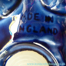 Load image into Gallery viewer, LARGE 1960s Vintage Ceramic Piggy Bank or Money Box. With Incised Floral Patterns, Shiny Blue Glaze and Original Stopper
