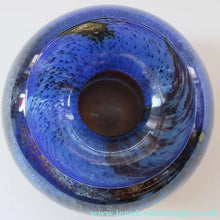 Load image into Gallery viewer, LARGE 1970s Isle of Wight Blue AURENE Globular Studio Glass by Michael Harris with Flame Pontil and Paper Label
