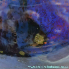 Load image into Gallery viewer, LARGE 1970s Isle of Wight Blue AURENE Globular Studio Glass by Michael Harris with Flame Pontil and Paper Label
