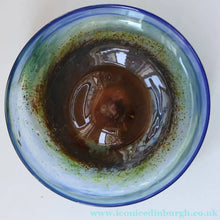 Load image into Gallery viewer, LARGE 1970s Isle of Wight Blue AURENE Shallow Studio Glass Bowl by Michael Harris with Flame Pontil Mark
