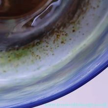 Load image into Gallery viewer, LARGE 1970s Isle of Wight Blue AURENE Shallow Studio Glass Bowl by Michael Harris with Flame Pontil Mark
