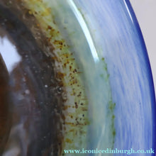 Load image into Gallery viewer, LARGE 1970s Isle of Wight Blue AURENE Shallow Studio Glass Bowl by Michael Harris with Flame Pontil Mark
