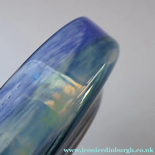 Load image into Gallery viewer, LARGE 1970s Isle of Wight Blue AURENE Shallow Studio Glass Bowl by Michael Harris with Flame Pontil Mark
