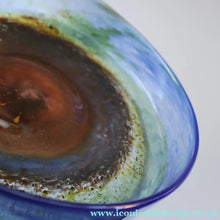 Load image into Gallery viewer, LARGE 1970s Isle of Wight Blue AURENE Shallow Studio Glass Bowl by Michael Harris with Flame Pontil Mark
