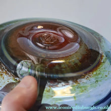 Load image into Gallery viewer, LARGE 1970s Isle of Wight Blue AURENE Shallow Studio Glass Bowl by Michael Harris with Flame Pontil Mark
