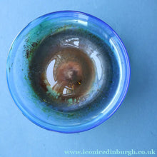 Load image into Gallery viewer, LARGE 1970s Isle of Wight Blue AURENE Shallow Studio Glass Bowl by Michael Harris with Flame Pontil Mark
