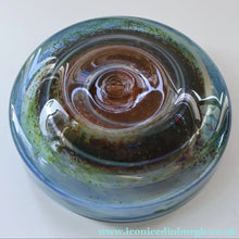 Load image into Gallery viewer, LARGE 1970s Isle of Wight Blue AURENE Shallow Studio Glass Bowl by Michael Harris with Flame Pontil Mark
