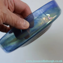 Load image into Gallery viewer, LARGE 1970s Isle of Wight Blue AURENE Shallow Studio Glass Bowl by Michael Harris with Flame Pontil Mark
