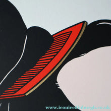 Load image into Gallery viewer, Vintage 1970s LARGE Original Screenprint of a Japanese Lady: Lass of Innocence; Signed by the artist. Quirky POP ART Style
