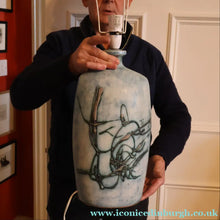 Load image into Gallery viewer, LARGE 1970s TREMAEN "Gwarra" Lamp Base &amp; Original Hessian Shade by Peter Ellery
