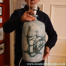 Load image into Gallery viewer, LARGE 1970s TREMAEN "Gwarra" Lamp Base &amp; Original Hessian Shade by Peter Ellery
