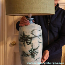 Load image into Gallery viewer, LARGE 1970s TREMAEN "Gwarra" Lamp Base &amp; Original Hessian Shade by Peter Ellery
