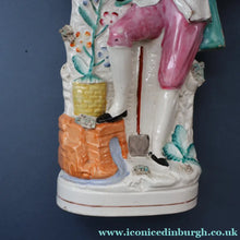 Load image into Gallery viewer, LARGE 19th Century Staffordshire Figurine of a Gardener at a Stream. 14 1/4 inches
