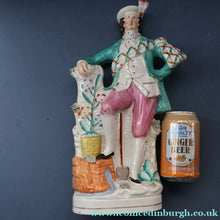 Load image into Gallery viewer, LARGE 19th Century Staffordshire Figurine of a Gardener at a Stream. 14 1/4 inches
