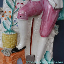 Load image into Gallery viewer, LARGE 19th Century Staffordshire Figurine of a Gardener at a Stream. 14 1/4 inches
