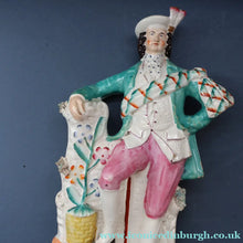 Load image into Gallery viewer, LARGE 19th Century Staffordshire Figurine of a Gardener at a Stream. 14 1/4 inches
