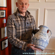 Load image into Gallery viewer, Large Aldermaston Pottery Tin-Glaze Pottery Jug or Pitcher with Hand Painted Hunting Pattern.  Signed by Andrew Hazeldean
