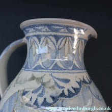 Load image into Gallery viewer, Large Aldermaston Pottery Tin-Glaze Pottery Jug or Pitcher with Hand Painted Hunting Pattern.  Signed by Andrew Hazeldean
