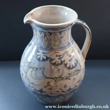 Load image into Gallery viewer, Large Aldermaston Pottery Tin-Glaze Pottery Jug or Pitcher with Hand Painted Hunting Pattern.  Signed by Andrew Hazeldean
