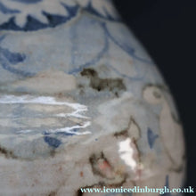 Load image into Gallery viewer, Large Aldermaston Pottery Tin-Glaze Pottery Jug or Pitcher with Hand Painted Hunting Pattern.  Signed by Andrew Hazeldean
