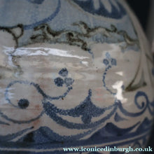 Load image into Gallery viewer, Large Aldermaston Pottery Tin-Glaze Pottery Jug or Pitcher with Hand Painted Hunting Pattern.  Signed by Andrew Hazeldean
