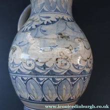 Load image into Gallery viewer, Large Aldermaston Pottery Tin-Glaze Pottery Jug or Pitcher with Hand Painted Hunting Pattern.  Signed by Andrew Hazeldean
