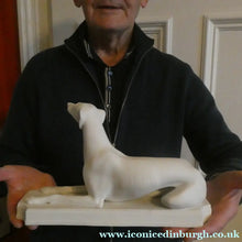 Load image into Gallery viewer, LARGE and Beautifully Modelled Antique Parian Model of a Reclining Greyhound. 11 1/2 inches
