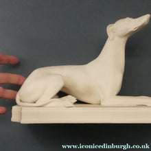 Load image into Gallery viewer, LARGE and Beautifully Modelled Antique Parian Model of a Reclining Greyhound. 11 1/2 inches
