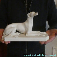 Load image into Gallery viewer, LARGE and Beautifully Modelled Antique Parian Model of a Reclining Greyhound. 11 1/2 inches
