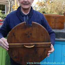 Load image into Gallery viewer, Antique 19th Century Scandinavian Bentwood Box with Prickwork/ Pokerwork Decoration. 16 inches diameter

