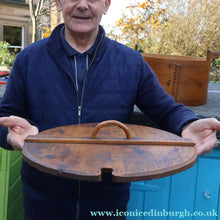 Load image into Gallery viewer, Antique 19th Century Scandinavian Bentwood Box with Prickwork/ Pokerwork Decoration. 16 inches diameter

