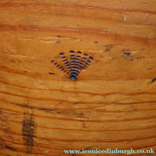Load image into Gallery viewer, Antique 19th Century Scandinavian Bentwood Box with Prickwork/ Pokerwork Decoration. 16 inches diameter

