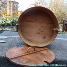 Load image into Gallery viewer, Antique 19th Century Scandinavian Bentwood Box with Prickwork/ Pokerwork Decoration. 16 inches diameter

