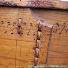 Load image into Gallery viewer, Antique 19th Century Scandinavian Bentwood Box with Prickwork/ Pokerwork Decoration. 16 inches diameter

