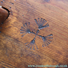 Load image into Gallery viewer, Antique 19th Century Scandinavian Bentwood Box with Prickwork/ Pokerwork Decoration. 16 inches diameter

