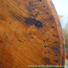Load image into Gallery viewer, Antique 19th Century Scandinavian Bentwood Box with Prickwork/ Pokerwork Decoration. 16 inches diameter

