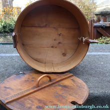 Load image into Gallery viewer, Antique 19th Century Scandinavian Bentwood Box with Prickwork/ Pokerwork Decoration. 16 inches diameter

