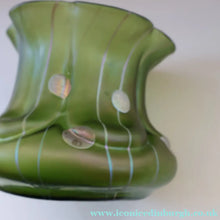 Load image into Gallery viewer, LARGE Bohemian Glass KRALIK Vase with Striefen and Flecken Decoration, c 1899
